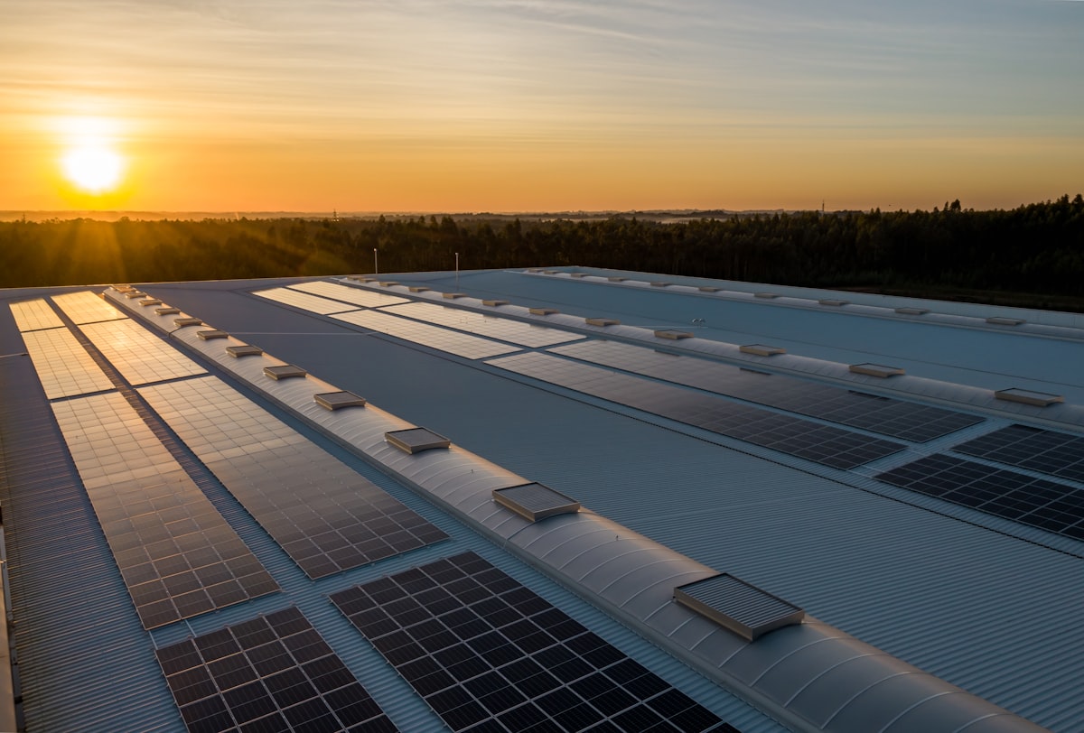 Residential solar panels on a modern home roof
